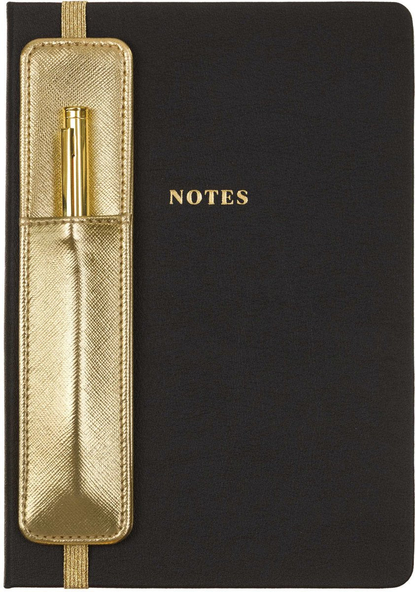 Eccolo notebook - with pen and holder - black - line - approx. 15x20cm - ec-d457d