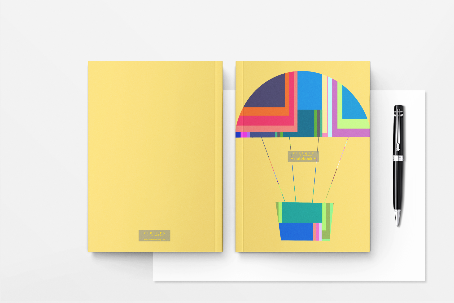 Yellow Hot Air Balloon Notebook, Travel Journal for Kids and Adults, A5 Size with 48 Pages | by Victory In Wellness